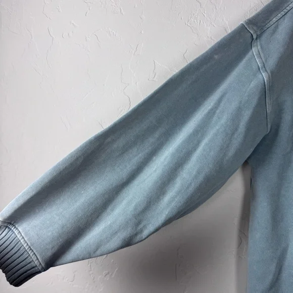 Aerie Oh Snap Sweatshirt Sweater Pullover Knit Top Henley Cloud Wash Blue Fleece - Picture 3 of 8